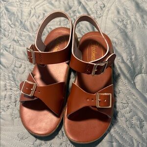 FootMates Brown Double-Buckle Kids Sandals